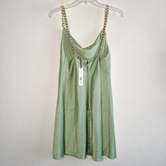 Alice + Olivia Harmony Chain Strap Seafoam Green Drapey Slip Dress NWT Size 8 - Picture 8 of 14